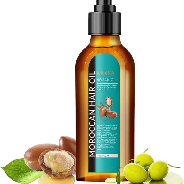 NALACAL Moroccan Argan Hair Oil Treatment (3.52 FL OZ), Long-Lasting Nourishing Oil for Dry & Damaged Hair, Skin, Face, Body, and Scalp – Weightless Formula for Repair and Hydration