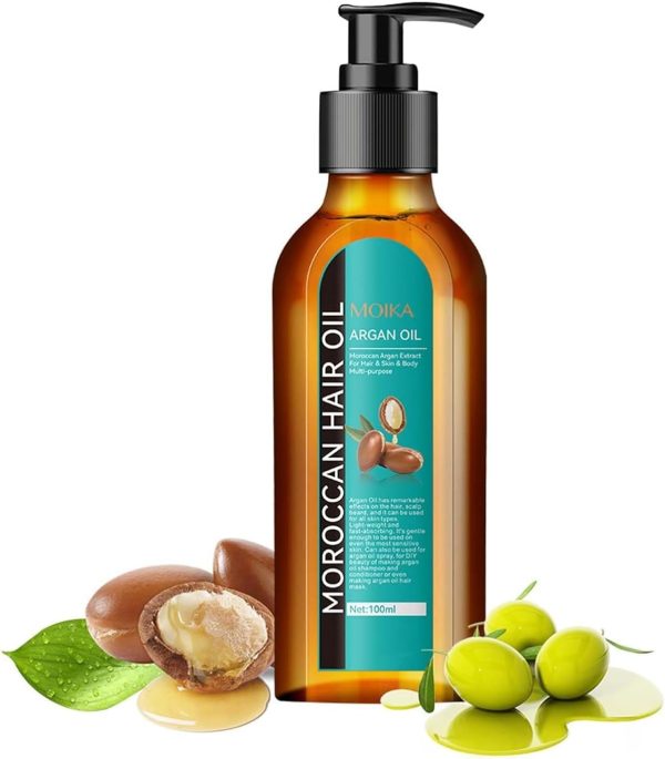 NALACAL Moroccan Argan Hair Oil Treatment (3.52 FL OZ), Long-Lasting Nourishing Oil for Dry & Damaged Hair, Skin, Face, Body, and Scalp – Weightless Formula for Repair and Hydration