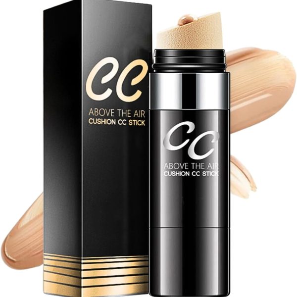 KASTWAVE CC Cream Foundation Full Coverage, Color Correcting Cream, Air Cushion CC Foundation Stick, Concealer Full Coverage, Natural Glowy Makeup, Cover Blemishes & Redness, Lightweight, Waterproof