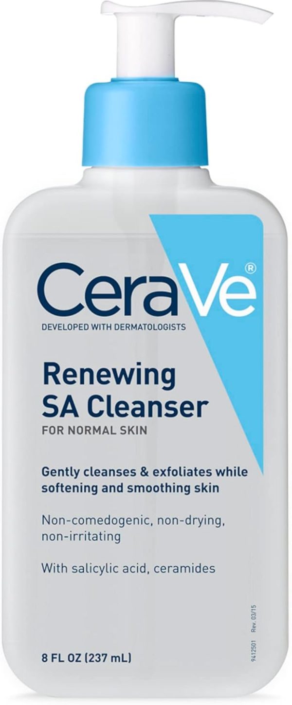 CeraVe SA Cleanser Salicylic Acid Face Wash with Hyaluronic Acid, Niacinamide & Ceramides BHA Exfoliant for Face 8 Ounce, multi, 8 Fl Oz (Pack of 1)