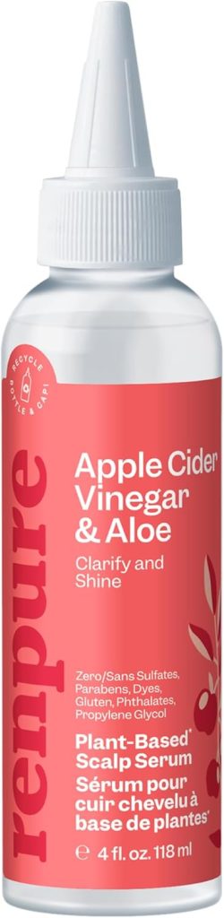 RENPURE Plant Based Apple Cider Vinegar Clarify & Shine Scalp Serum - Natural Peppermint Oil Dry Scalp Product For Dandruff Treatment & Itchy Scalp - Eco Friendly Hair Rinse Cleanser For Women & Men