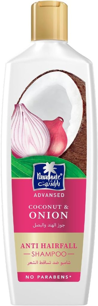 Parachute Advansed Anti-Hairfall Shampoo with Onion & Coconut | Strengthens Hair & Reduces Hairfall| Purifies Scalp | 0% Harmful Chemicals | 340ml