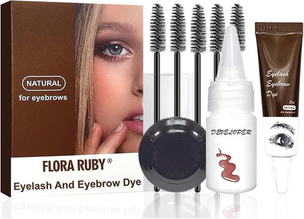 NALACAL 2 in 1 Tint Kit, Professional Eyelash & Eyebrow Kit, Lasting for 6 Weeks DIY Hair Dying for Salon Home Use 5ml (Coffee)