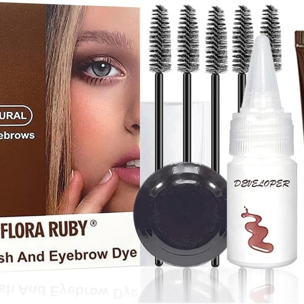 NALACAL 2 in 1 Tint Kit, Professional Eyelash & Eyebrow Kit, Lasting for 6 Weeks DIY Hair Dying for Salon Home Use 5ml (Coffee)