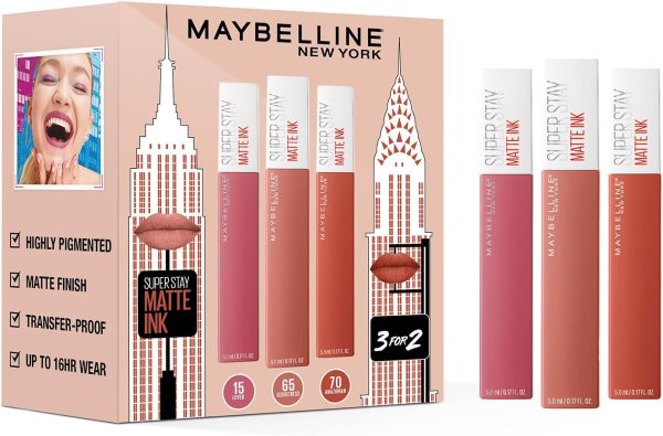 Maybelline New York - SuperStay Matte Ink Lipstick Set 3 PIECES SET (AMAZONIAN, LOVER, SEDUCTRESS)