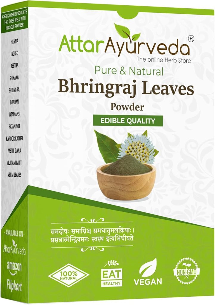 ATTAR AYURVEDA Natural Bhringraj Powder for Hair Growth (100g)