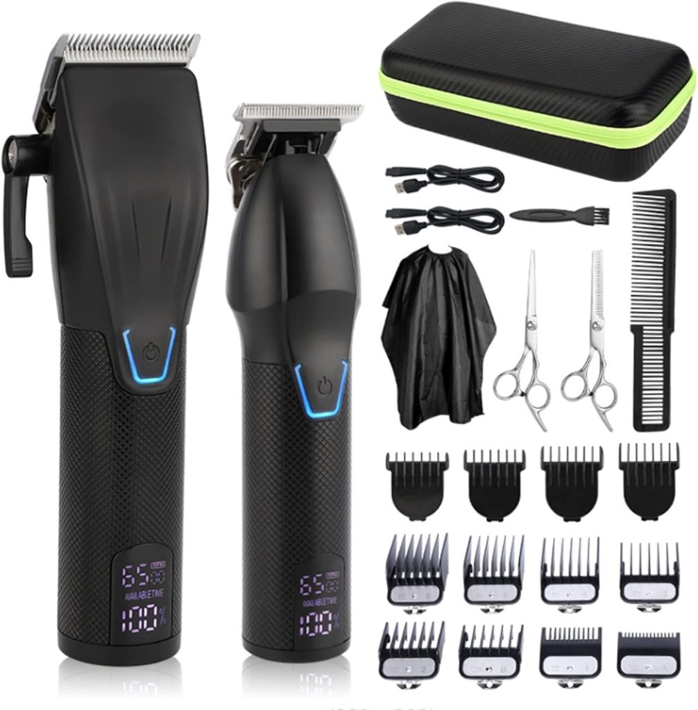 OUNA Professional Electric Hair Clipper Set Intelligent Display Speed Adjustable Strong Motor Low Noise