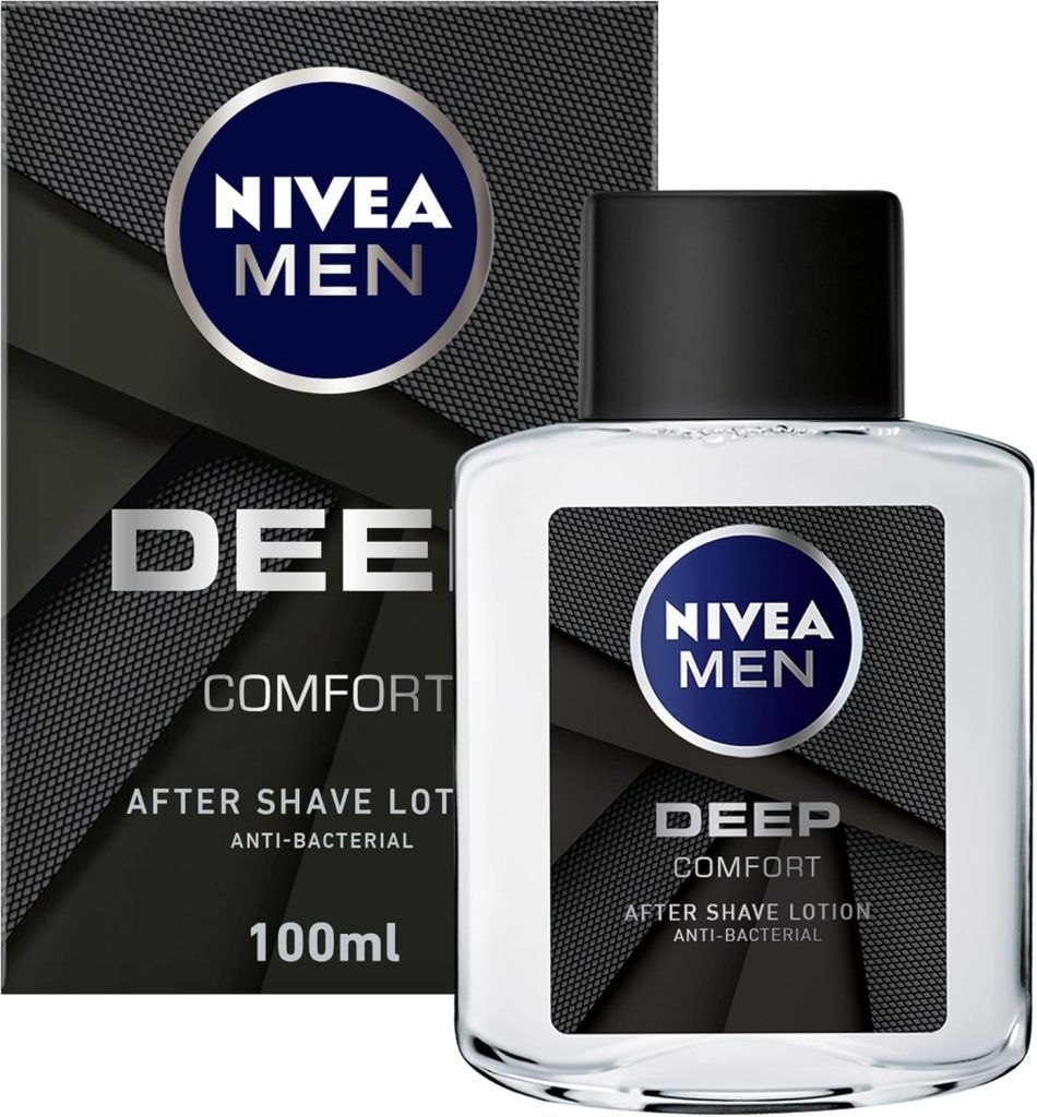 NIVEA MEN After Shave Lotion, DEEP Antibacterial Black Carbon Woody Scent, 100ml