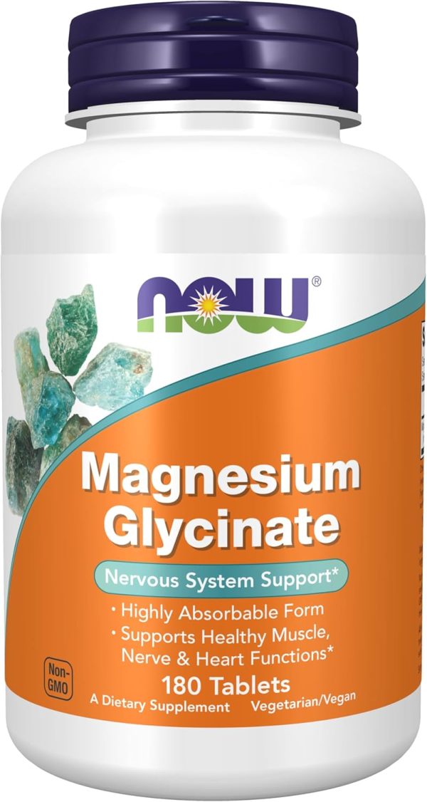 Now Foods Magnesium Glycinate Highly Absorbable Form Tablets, 180 Tablets