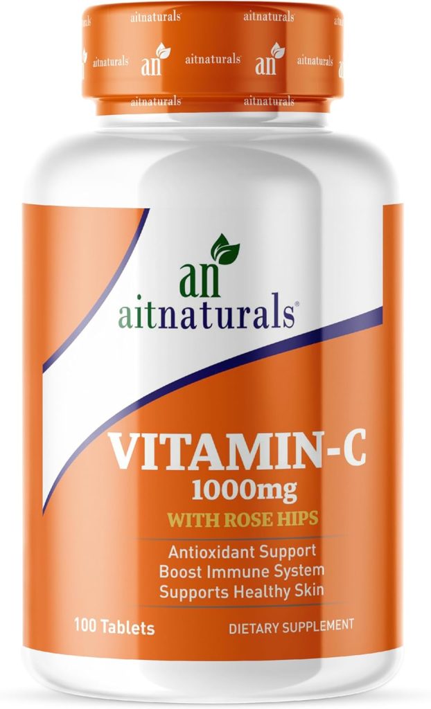 Aitnaturals Vitamin C - 1000mg (100 Tablets) with Rose Hips | Antioxidant Protection, Immune Boost, Supports Healthy Skin | 100-Day Supply | Non-GMO, Gluten-Free, Ascorbic Acid Supplement