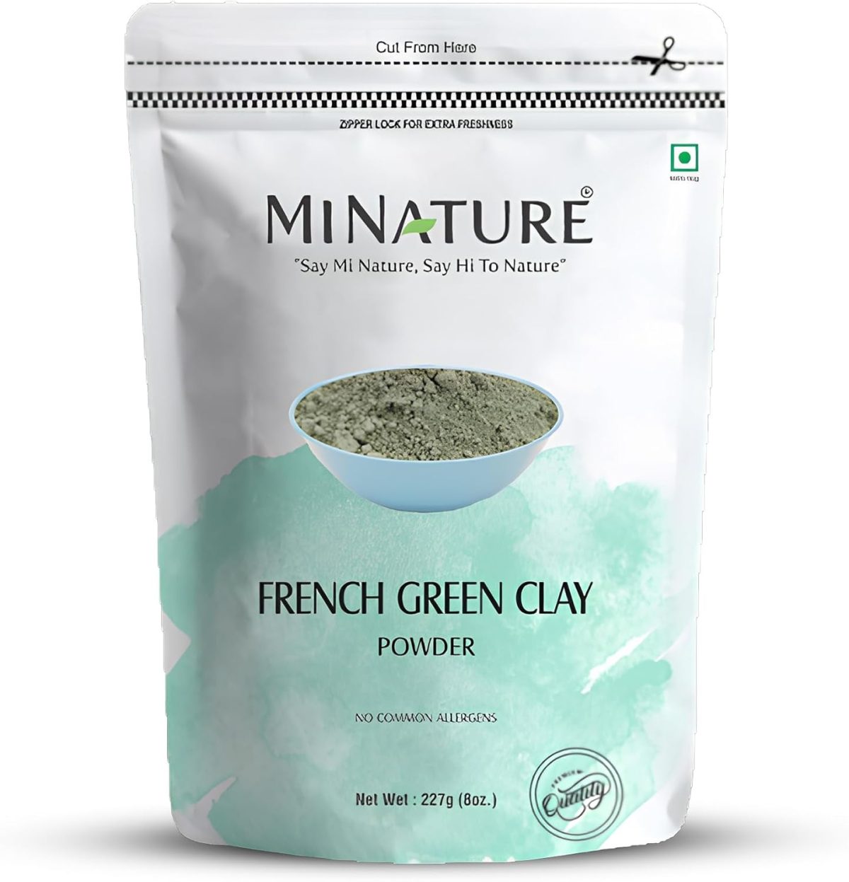 French Green Clay powder by mi nature | 227g(8 oz) (0.5 lb) | Montmorillonite Clay | Facial Care | Skin care