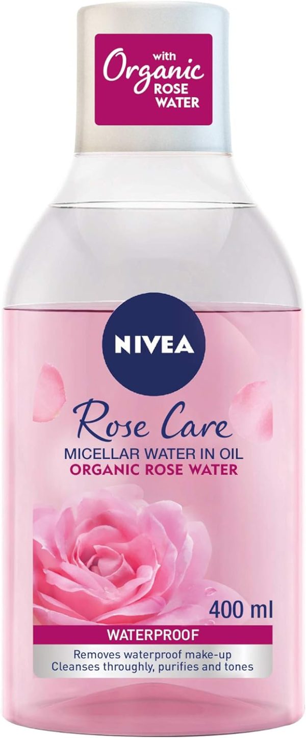 NIVEA Face Micellar Water, Makeup Remover, Rose Care with Organic Rose, All Skin Types, 400ml