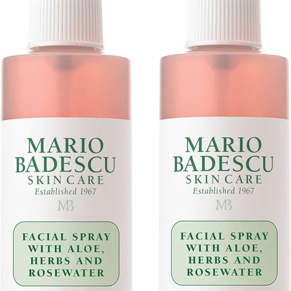 Mario Badescu Facial Spray with Aloe, Herbs and Rose Water for All Skin Types, Face Mist that Hydrates, Rejuvenates & Clarifies, 4 FL OZ(Pack of 2)