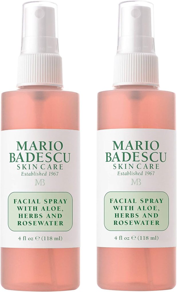 Mario Badescu Facial Spray with Aloe, Herbs and Rose Water for All Skin Types, Face Mist that Hydrates, Rejuvenates & Clarifies, 4 FL OZ(Pack of 2)