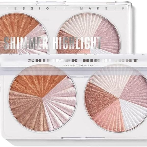 Langmanni: Dual-Pan Mixed Color Shimmer Diamond Highlighter Powder - Versatile and Practical Highlighting Palette for Refined and Multi-Dimensional Makeup