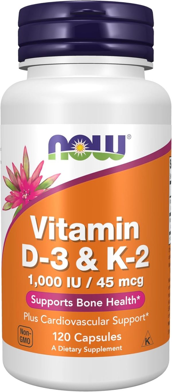 Now Foods Vitamin D3 & K2, 1,000 Iu/45 Mcg, 120 Capsules