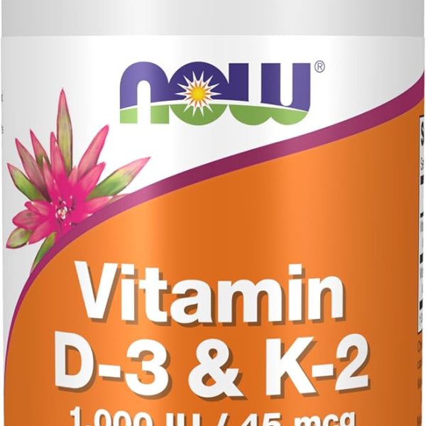 Now Foods Vitamin D3 & K2, 1,000 Iu/45 Mcg, 120 Capsules