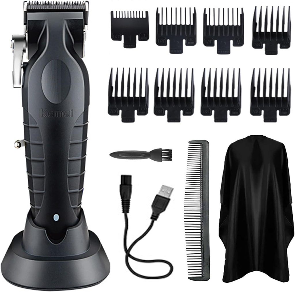 Kemei km 2296 Professional Cordless Hair Clippers for Men, Rechargeable Hair/Beard Trimmers with Base, Adjustable Haircut Machine for Stylists and Barbers Grooming Kit