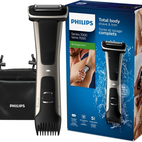 PHILIPS Bodygroom 7000 Showerproof Body Shaver, Silver/Black, BG7025/13