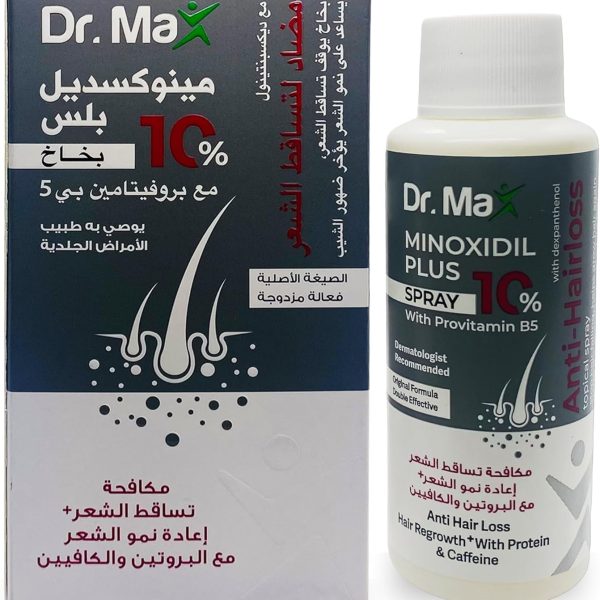 Dr Max Minoxidil Plus 10% Spray With Provitamin B5 (Dexpanthenol) Anti Hair Loss, Hair Regrowth With Protein & Caffeine