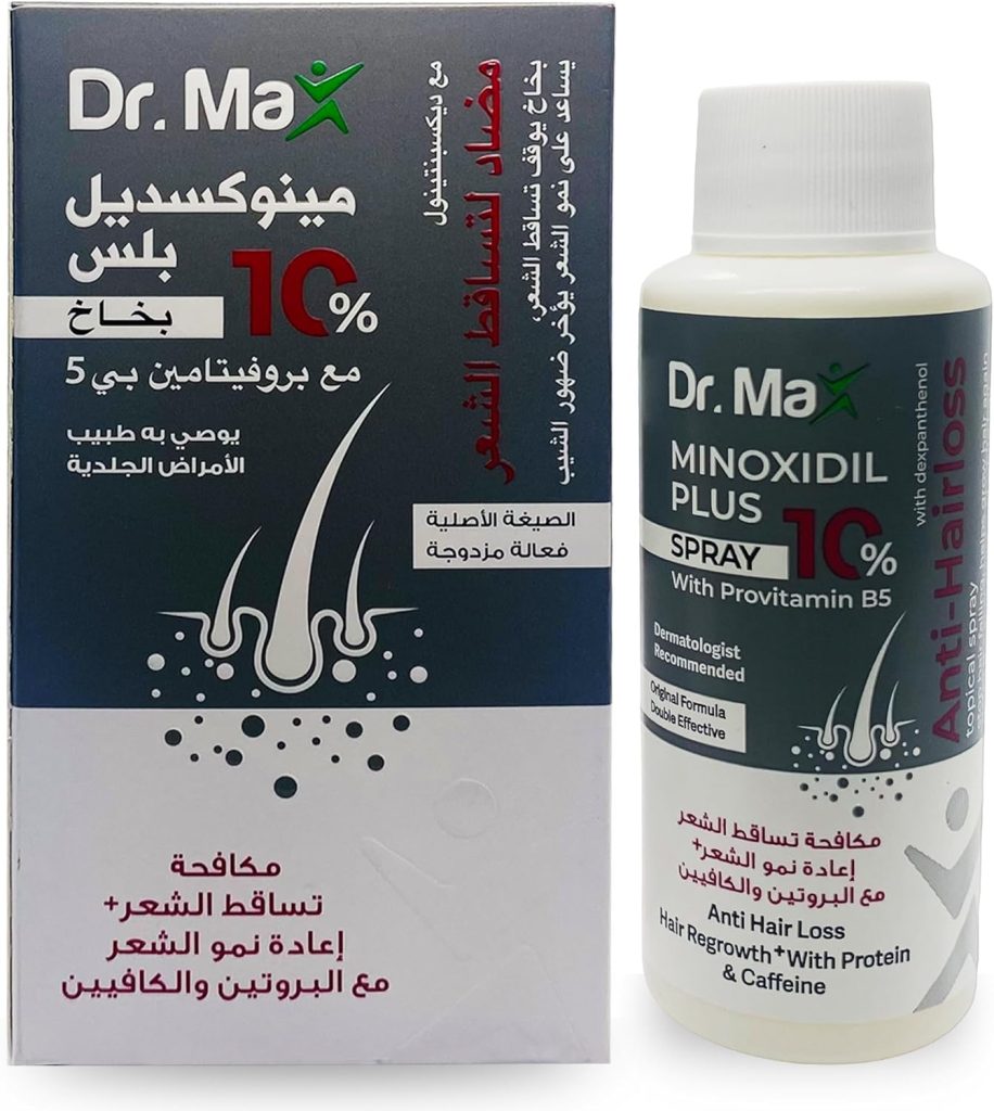 Dr Max Minoxidil Plus 10% Spray With Provitamin B5 (Dexpanthenol) Anti Hair Loss, Hair Regrowth With Protein & Caffeine