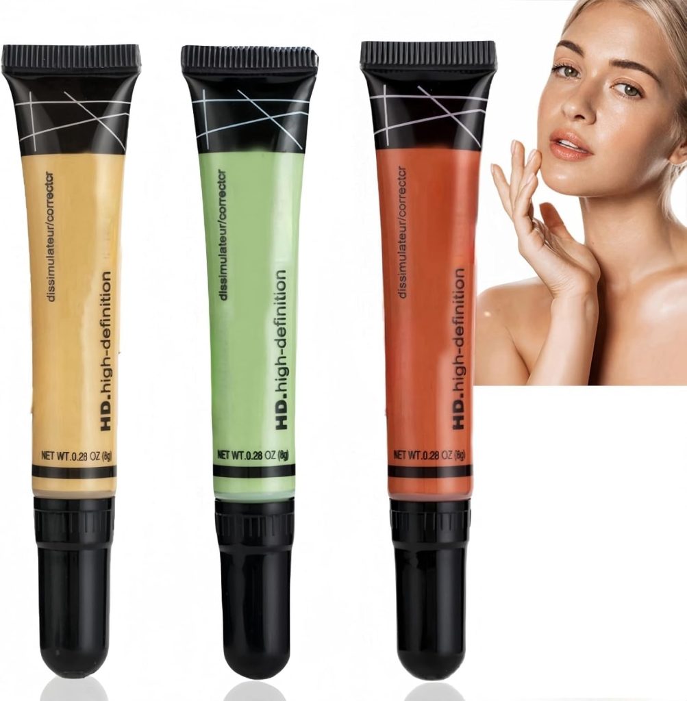 NALACAL 3PCS Full Coverage Concealer Set, Dark Circle Colour Corrector Contour Palette Makeup, Concealer Palette, Wrinkle Liquid Concealer, Bruise Cover Up Makeup (Orange + Yellow + Green)