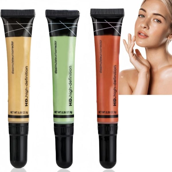 NALACAL 3PCS Full Coverage Concealer Set, Dark Circle Colour Corrector Contour Palette Makeup, Concealer Palette, Wrinkle Liquid Concealer, Bruise Cover Up Makeup (Orange + Yellow + Green)