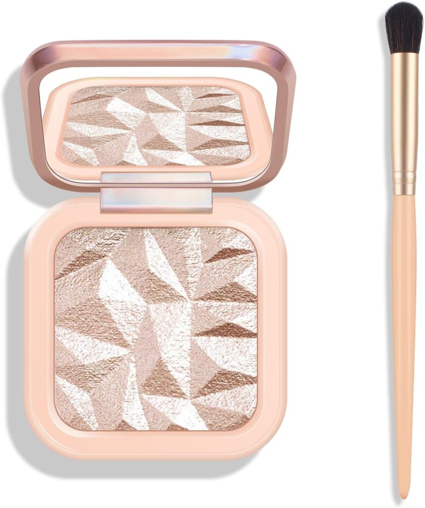 KYDA Face Highlighter Palette, High Glossy Face Illuminator Palette, Natural Glow Finish, Pearl Shimmer Smooth Baked Powder, Lasting Sparkling Highlighter Makeup-DAWN GLOW