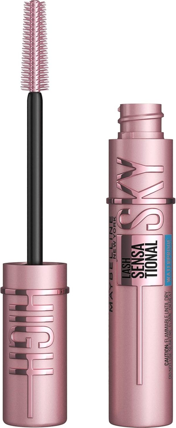 Maybelline New York Sky High Waterproof Mascara Makeup, Volumizing, Lengthening, Defining, Curling, Multiplying, Buildable Formula, Very Black, 1 Count