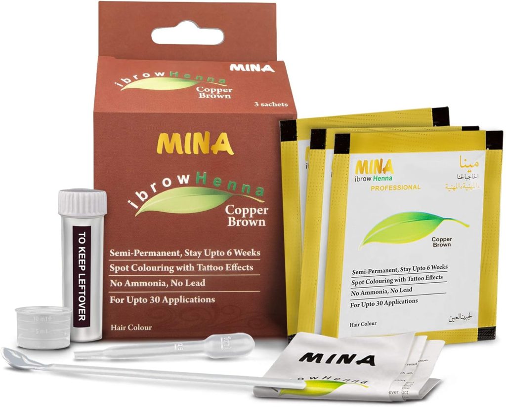 MINA Eyebrow Henna for Eyebrow Color and Tinting kit- Copper Brown