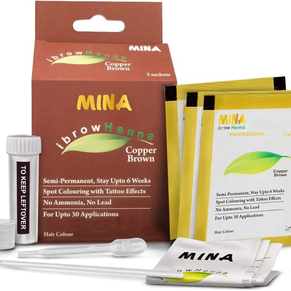 MINA Eyebrow Henna for Eyebrow Color and Tinting kit- Copper Brown