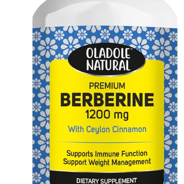 Oladole Natural Berberine with Ceylon Cinnamon 1200mg 120 Tablets Premium Formula for Weight Management, Antioxidant, Immune Function | Gluten-Free