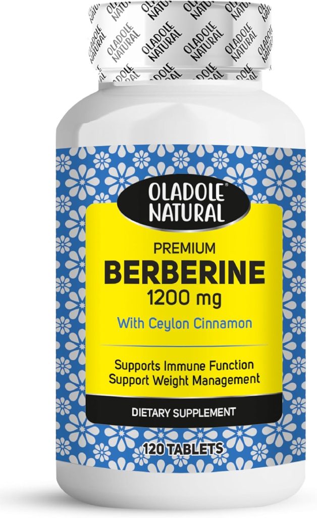 Oladole Natural Berberine with Ceylon Cinnamon 1200mg 120 Tablets Premium Formula for Weight Management, Antioxidant, Immune Function | Gluten-Free