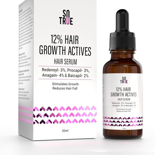 Sotrue Hair Growth Serum With Redensyl 3%, Procapil 3%, Anagain 4% and Baicapil 2% Hair Growth Actives, Stimulates Hair Growth, Hair Fall Control Serum For Women & Men, For All Hair Types, 30ml