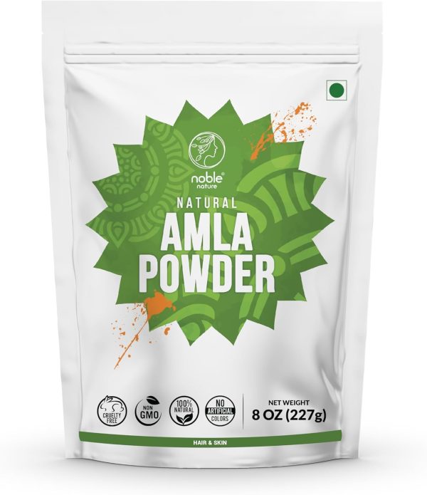 Noble Nature Natural Amla Powder, 227 Gms (Indian Gooseberry Powder) | 100% Natural, Vegan and Non GMO | For Face, Skin, Body & Hair Care|