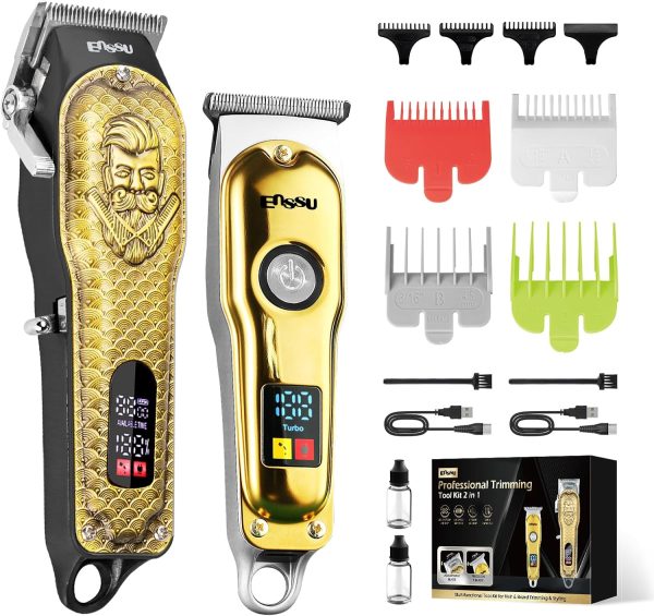 ENSSU Hair Clippers for Men Professional, Cordless Barber Clippers and Trimmers Set, Men's Hair Clippers for hair cutting with LED Display, Men's Grooming Kit