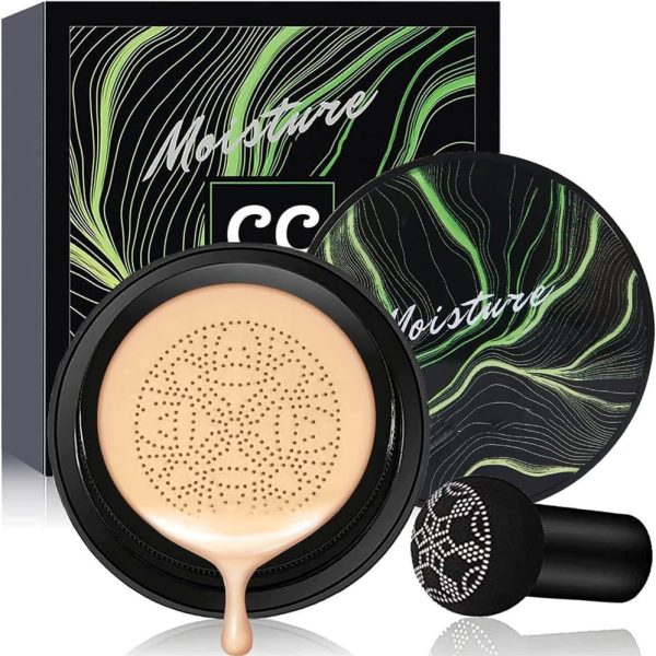 Air Cushion CC Cream, Mushroom Head Foundation, Moisturizing BB Cream, Makeup Long Lasting Matte Concealer, Matte Even Skin Tone Nude Makeup Base Primer, Even Skin Tone for All Skin Types (Natural)