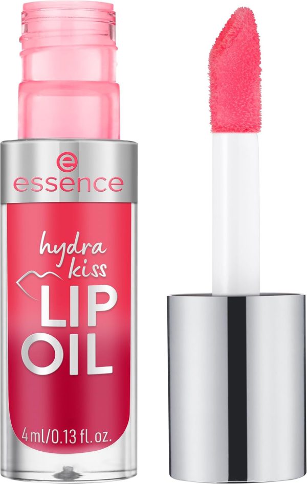 essence hydra kiss lip oil, lip gloss, no. 03, red, moisturising, nourishing, with oils, shiny, vegan, no parabens, no microplastic particles, nanoparticles free, pack of 1 (4 ml)