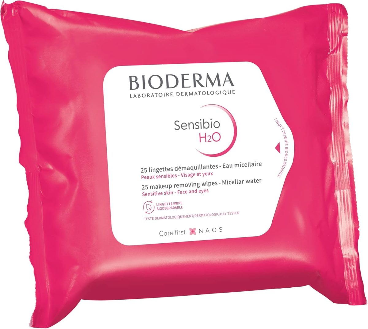 BioDerma Sensibio H2O Micellar Water 25 Make Up Removing Wipes for Sensitive Skin, White