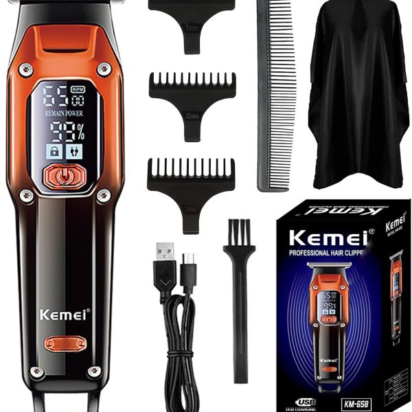 KEMEI Trimmer Cordless Hair Clipper for Men Electric Beard Trimmers Barber Hair Cuttings Kit, T Blade Outliner Trimmers for Men, KM-658