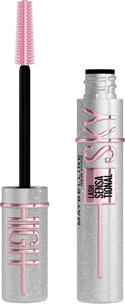 Maybelline Lash Sensational Sky High Glitter Mascara, Diamond Effect Eye Makeup for Lashes and Brows, Washable, Space Diamond, 1 Count