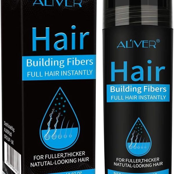 Aliver Hair Fibers for Thinning Hair - Undetectable Natural Formula - Thicker Fuller Hair in 15 Seconds - Conceals Hair Loss & Look Younger - Designed for Men & Women,0.97Oz (Black)