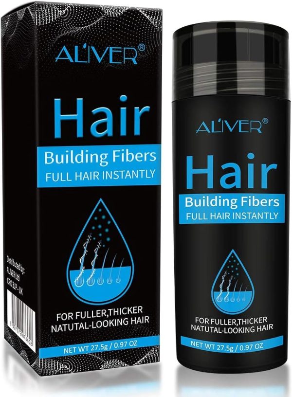 Aliver Hair Fibers for Thinning Hair - Undetectable Natural Formula - Thicker Fuller Hair in 15 Seconds - Conceals Hair Loss & Look Younger - Designed for Men & Women,0.97Oz (Black)