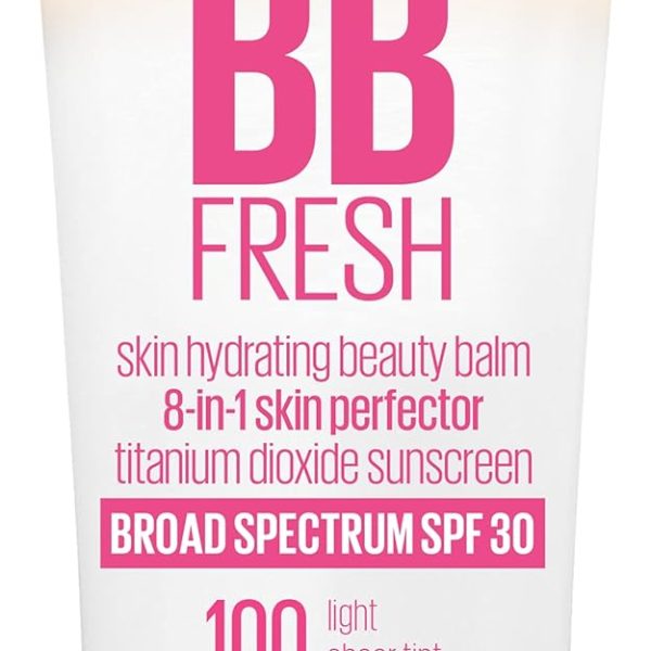 Maybelline Dream Fresh Skin Hydrating BB cream, 8-in-1 Skin Perfecting Beauty Balm with Broad Spectrum SPF 30, Sheer Tint Coverage, Oil-Free, Light, 30ml