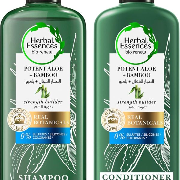 Herbal Essences Sulfate Free Potent Aloe + Bamboo Shampoo & Conditioner For Dry Hair And Frizzy Hair, 400ml