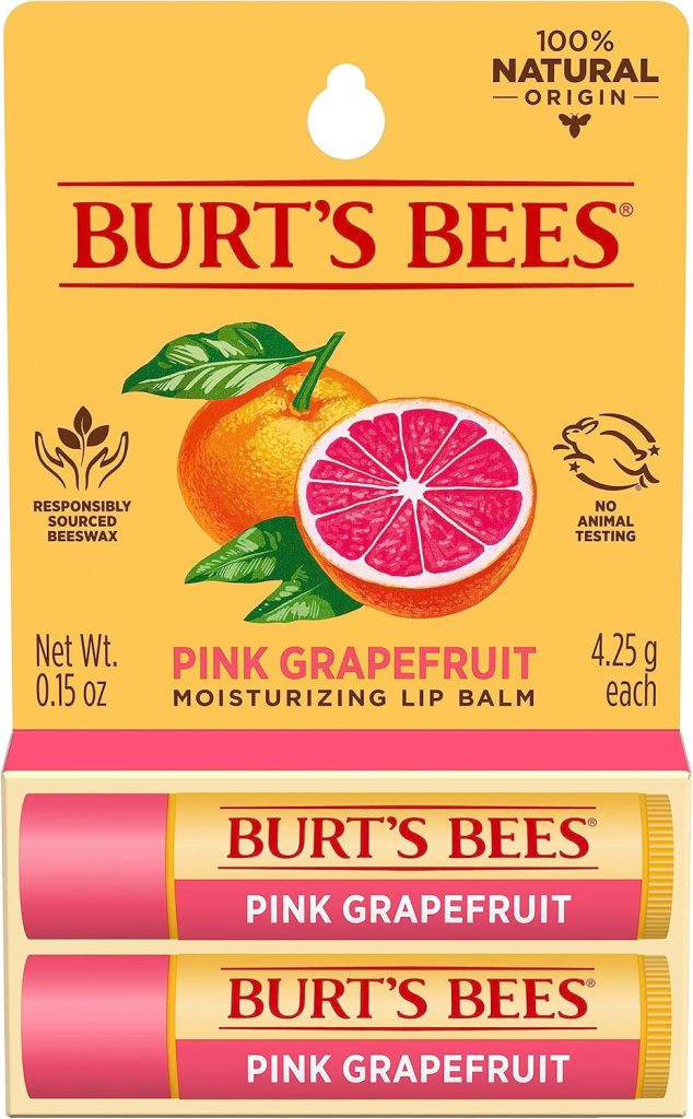 Burt's Bees Pink Grapefruit Moisturizing Lip Balm Twin Pack for Unisex - 2 x 0.15 oz