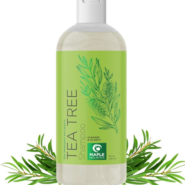 Natural Tea Tree Oil Shampoo for Dandruff and Itchy Scalp - Sulfate Free Deep Cleansing Hair Care for Men and Women - Essential Oils Rosemary Pure Lavender - Sensitive and Color Treated Hair - 10 oz