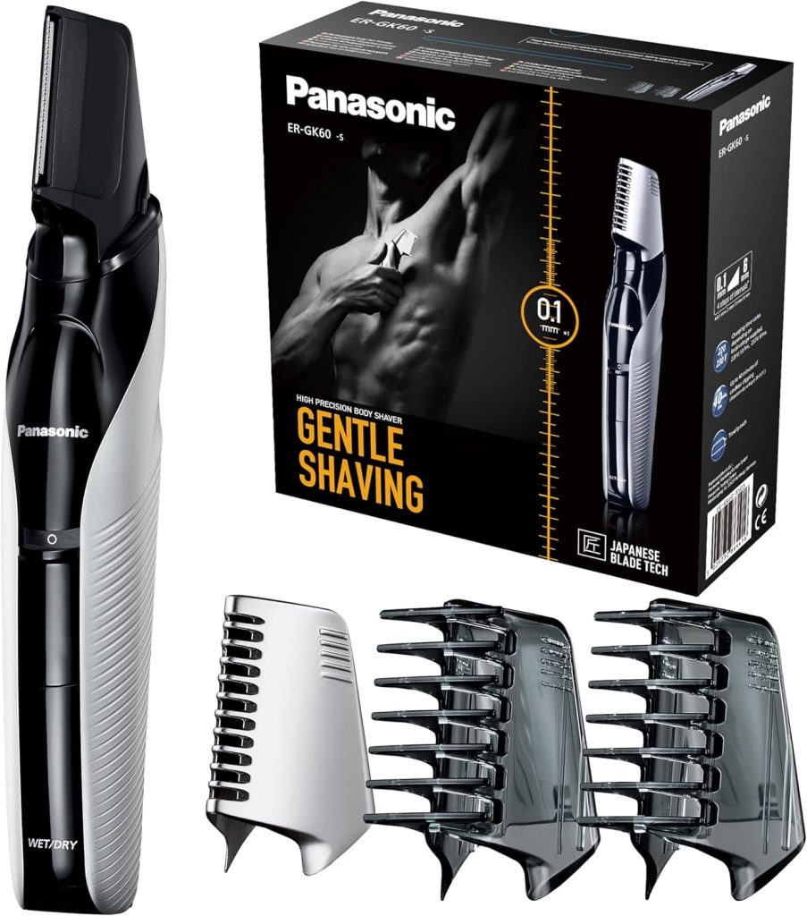 Panasonic Body Trimmer Er Gk60 With 3 Attachments Electric Razor For Men Gentle Skin, Wet And Dry Shaving, Hair Head Body, Silver, Gk60, S423