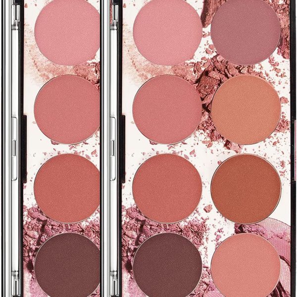 MISS ROSE M 8 Colors Face Blush Palette,Professional Facial Makeup Blusher,Natural and Long Lasting Delicate Contour Palette,Highlight Blush Palette (8 colors)