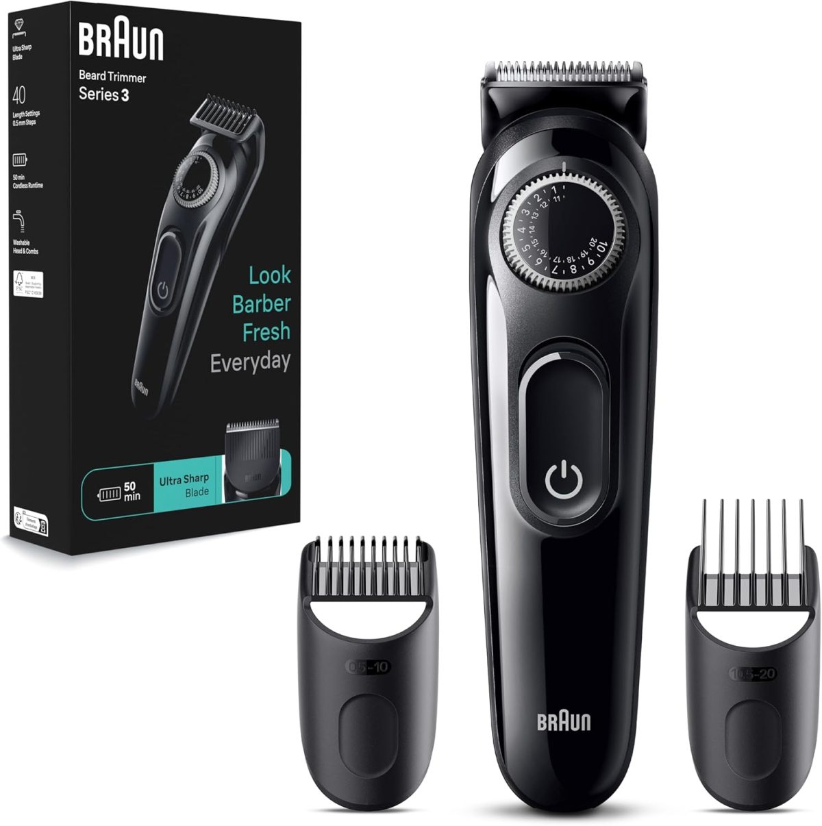 Braun Beard Trimmer Series 3 3410 Electric Beard Trimmer For